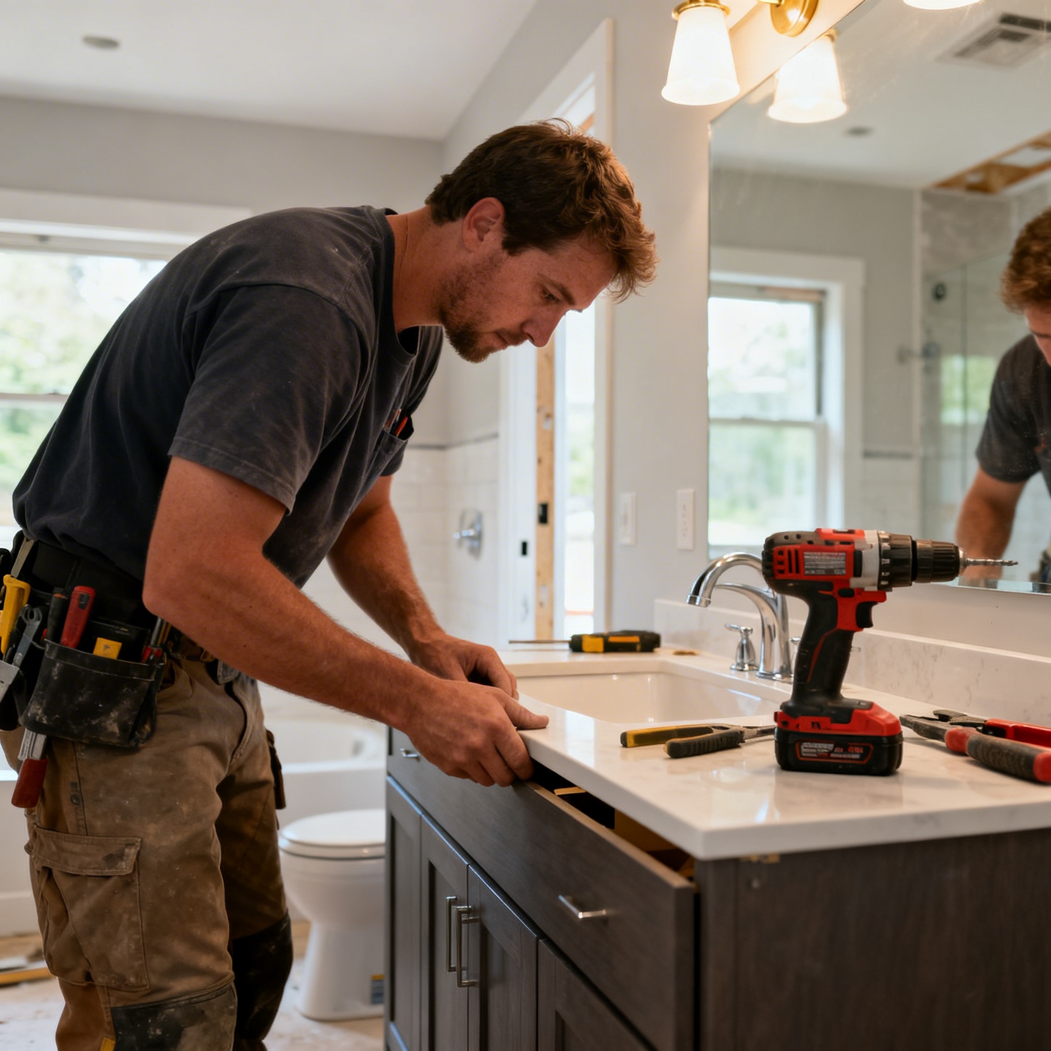 Builder using tools on a real jobsite